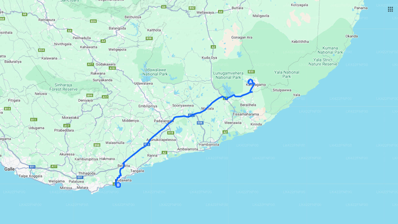 Transfert privé de Yala à Hiriketiya
