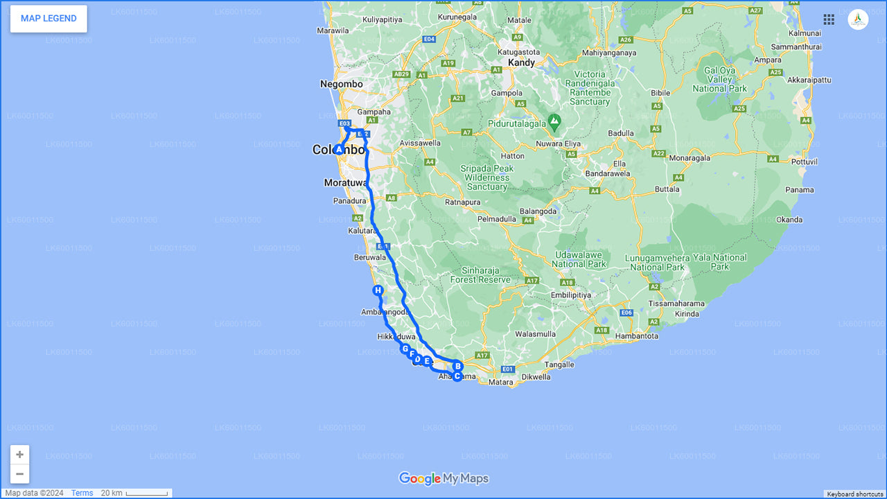 Handungoda, Galle et Kosgoda depuis Colombo