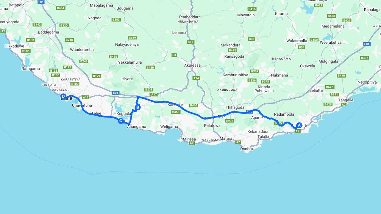 Points forts de la côte sud depuis Dikwella