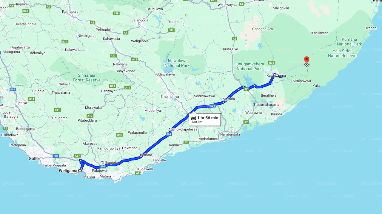 Safari dans le parc national de Yala au départ de Weligama