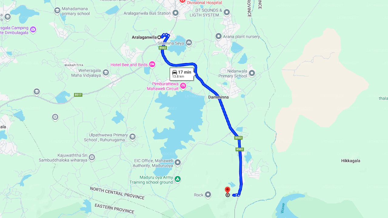 Randonnée jusqu'au rocher circulaire de Danigala depuis Aaralaganwila