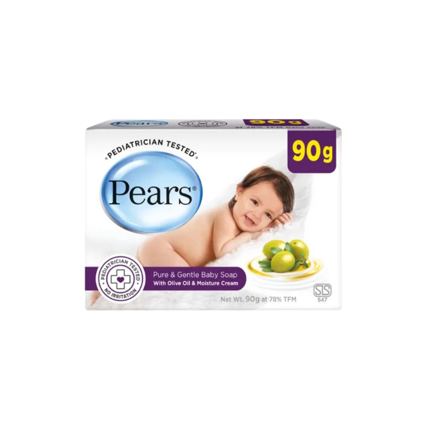 Savon pur et doux pour bébé Pears (90g)