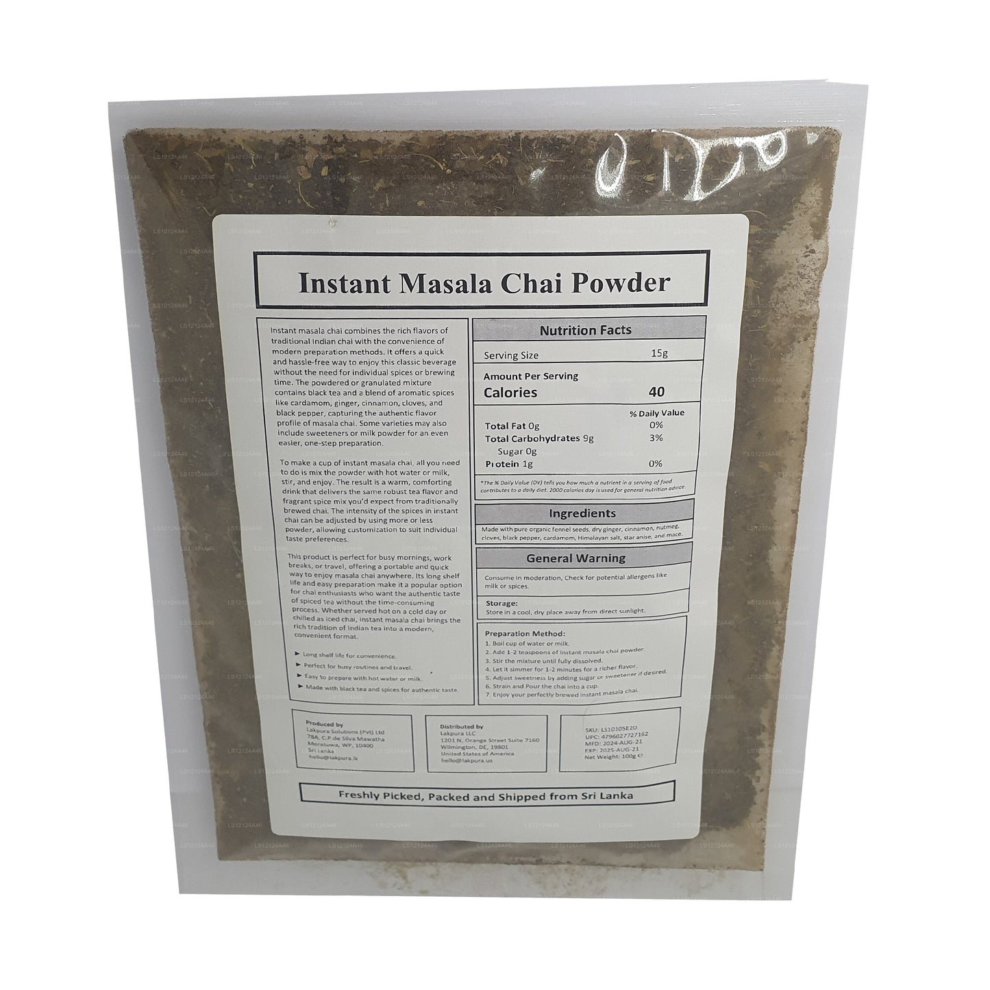 Lakpura Chai Masala en poudre (100 g)