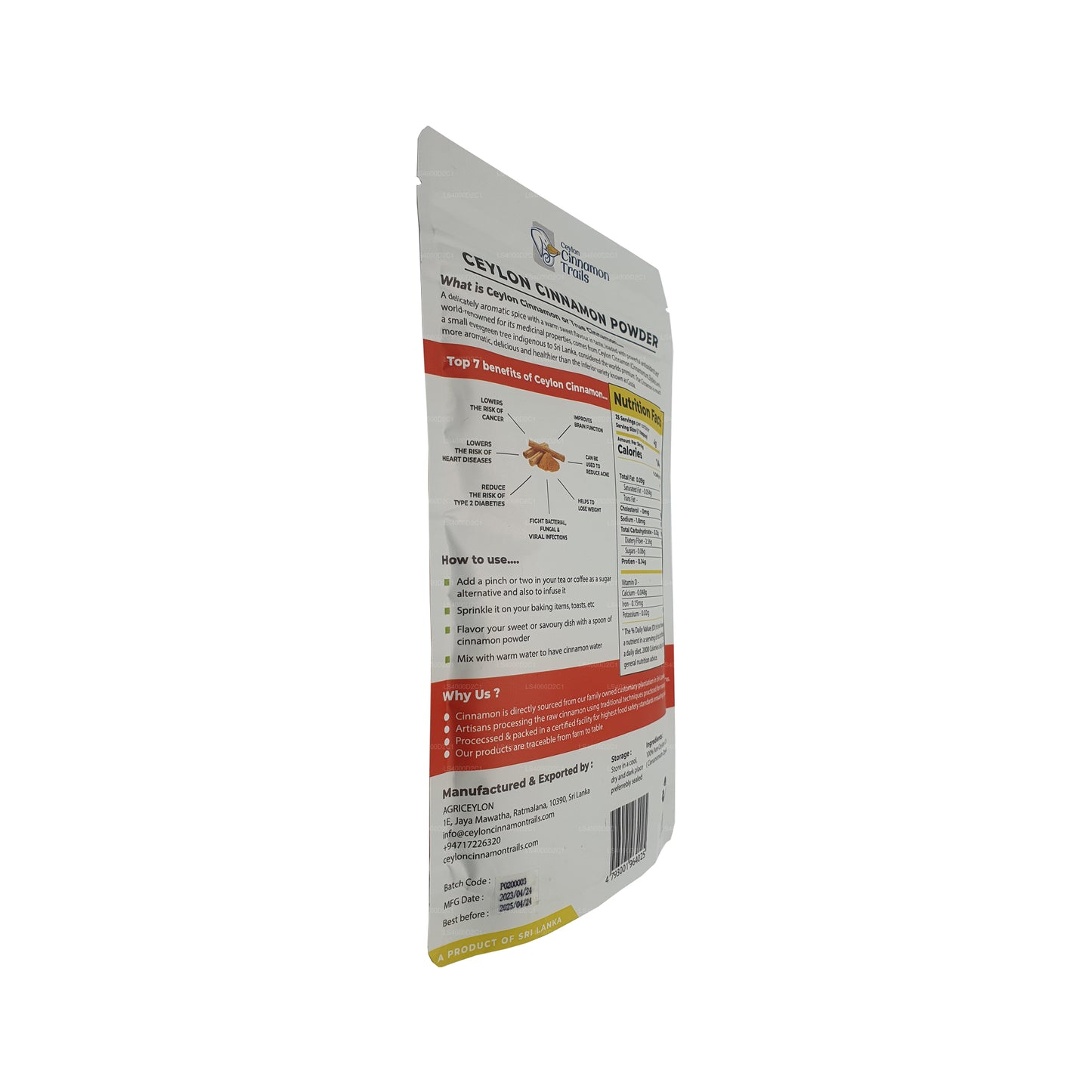 Cannelle Ceylon Cinnamon Trails en poudre (100 g)