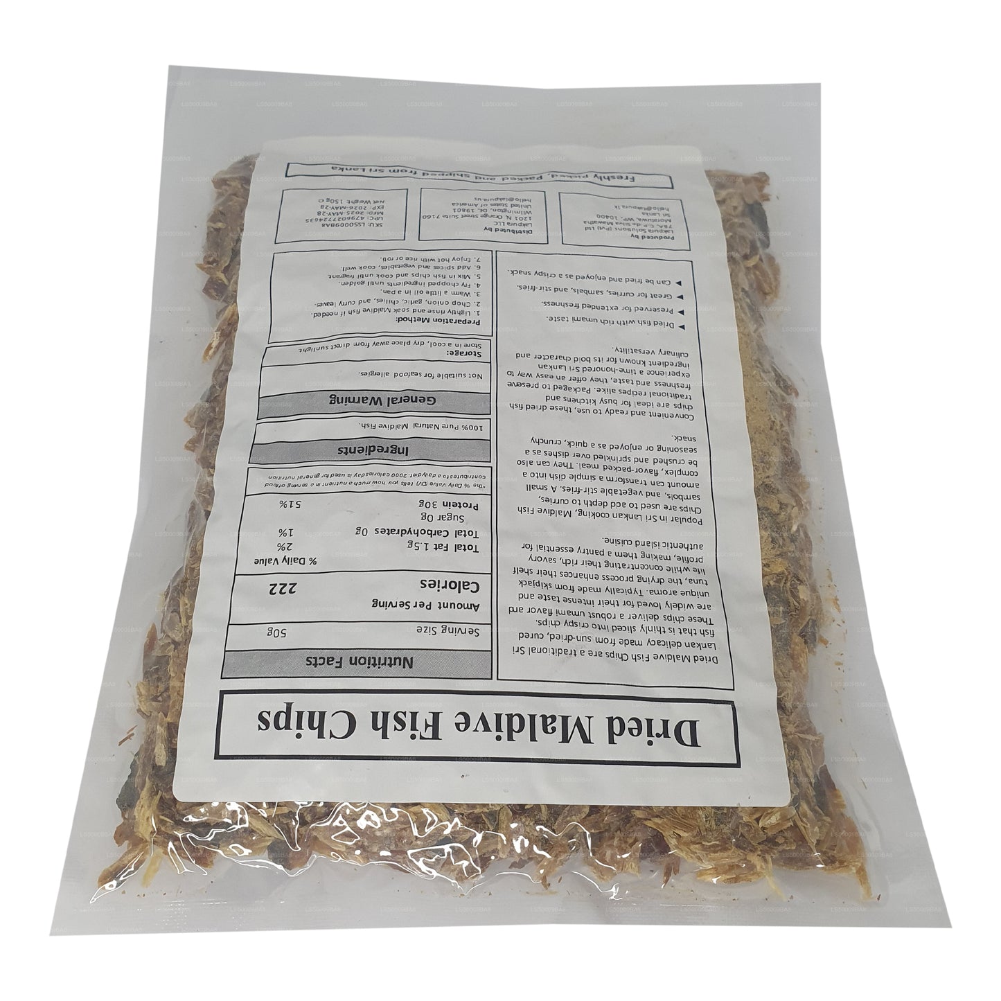 Paquet de chips de poisson Lakpura Maldive (150 g)