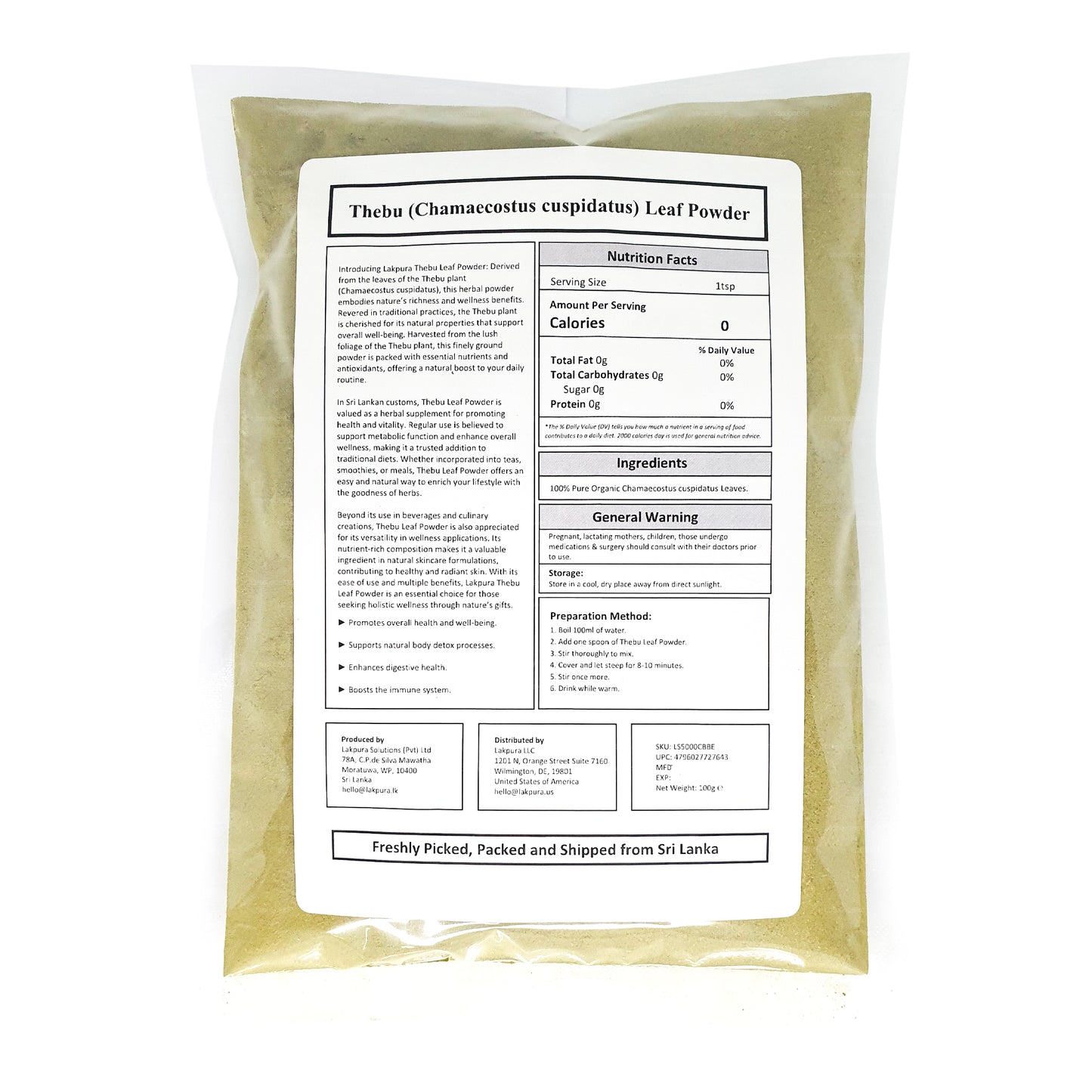 Poudre de feuille de Lakpura Thebu