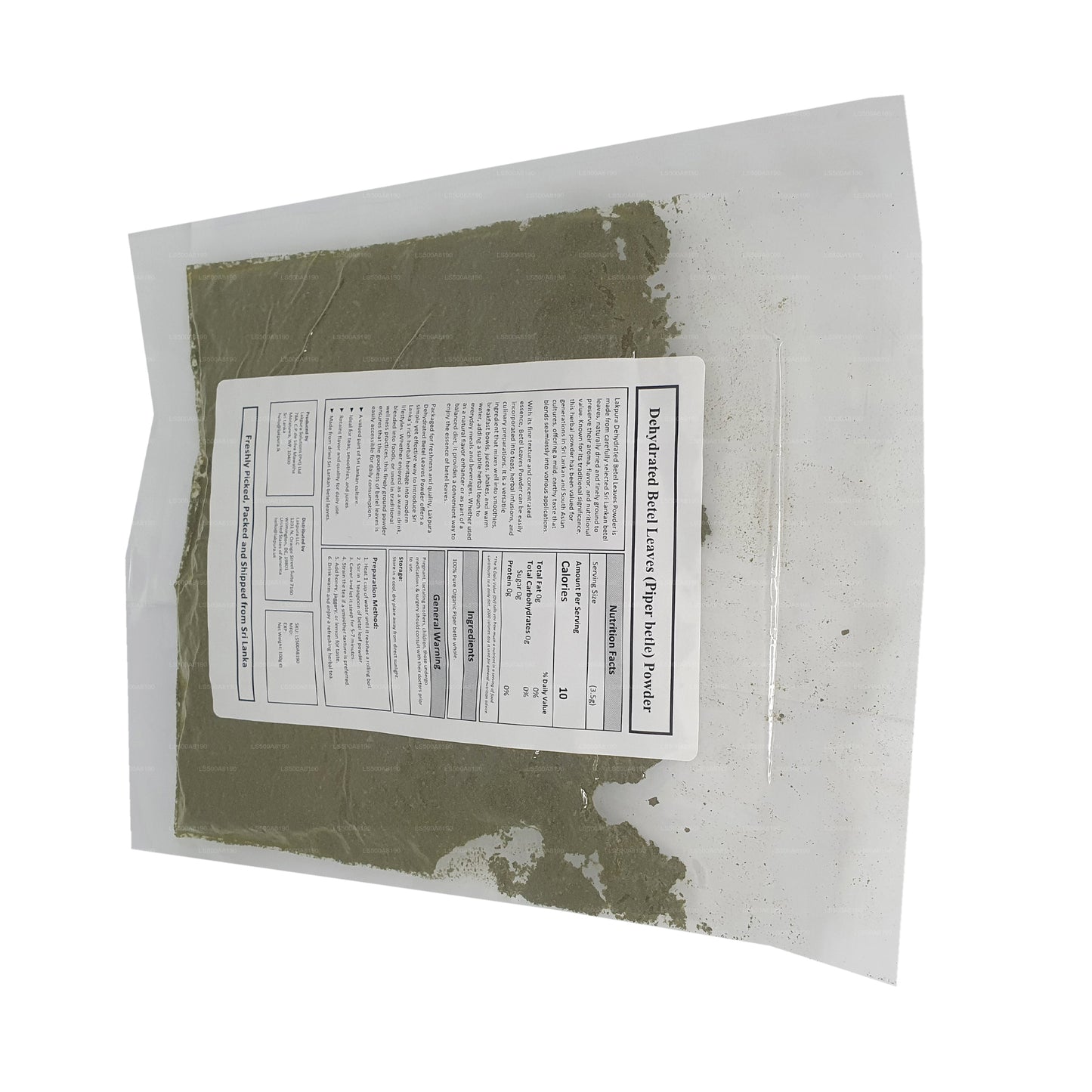 Poudre de feuilles de bétel déshydratées Lakpura (100g)