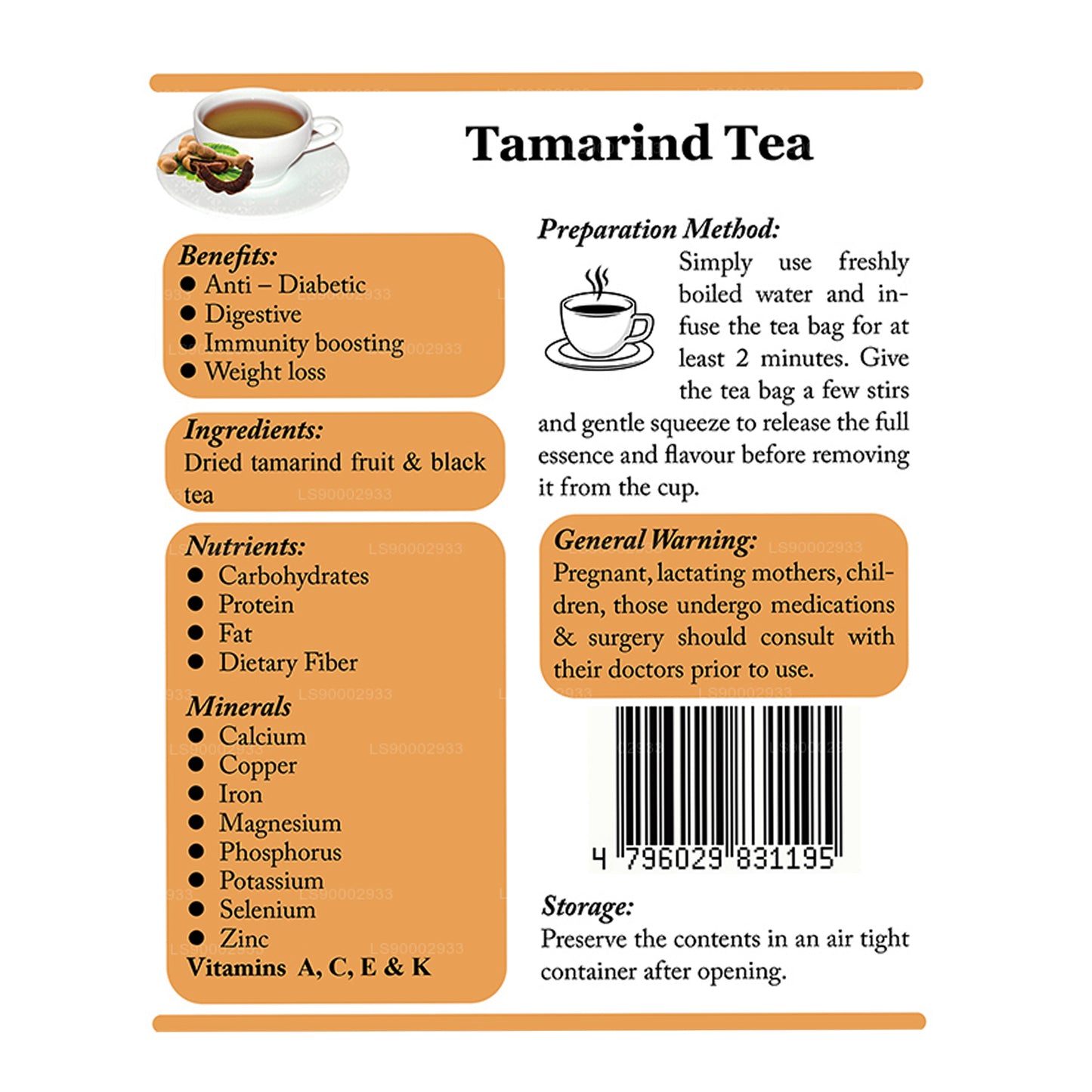Lifetone Tamarind Tea (40g) 20 Tea Bags