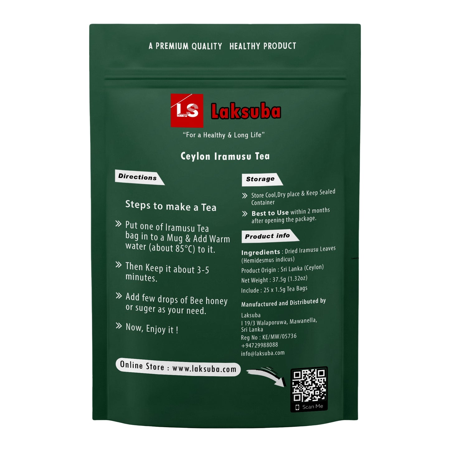 Le thé Laksuba Ceylon Iramusu (37,5 g) 25 sachets