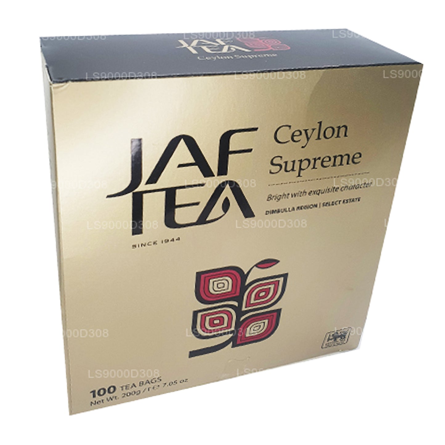 Lot de 100 sachets de thé Jaf Tea Classic Gold Collection Ceylon Supreme avec chaîne et étiquette (200 g)
