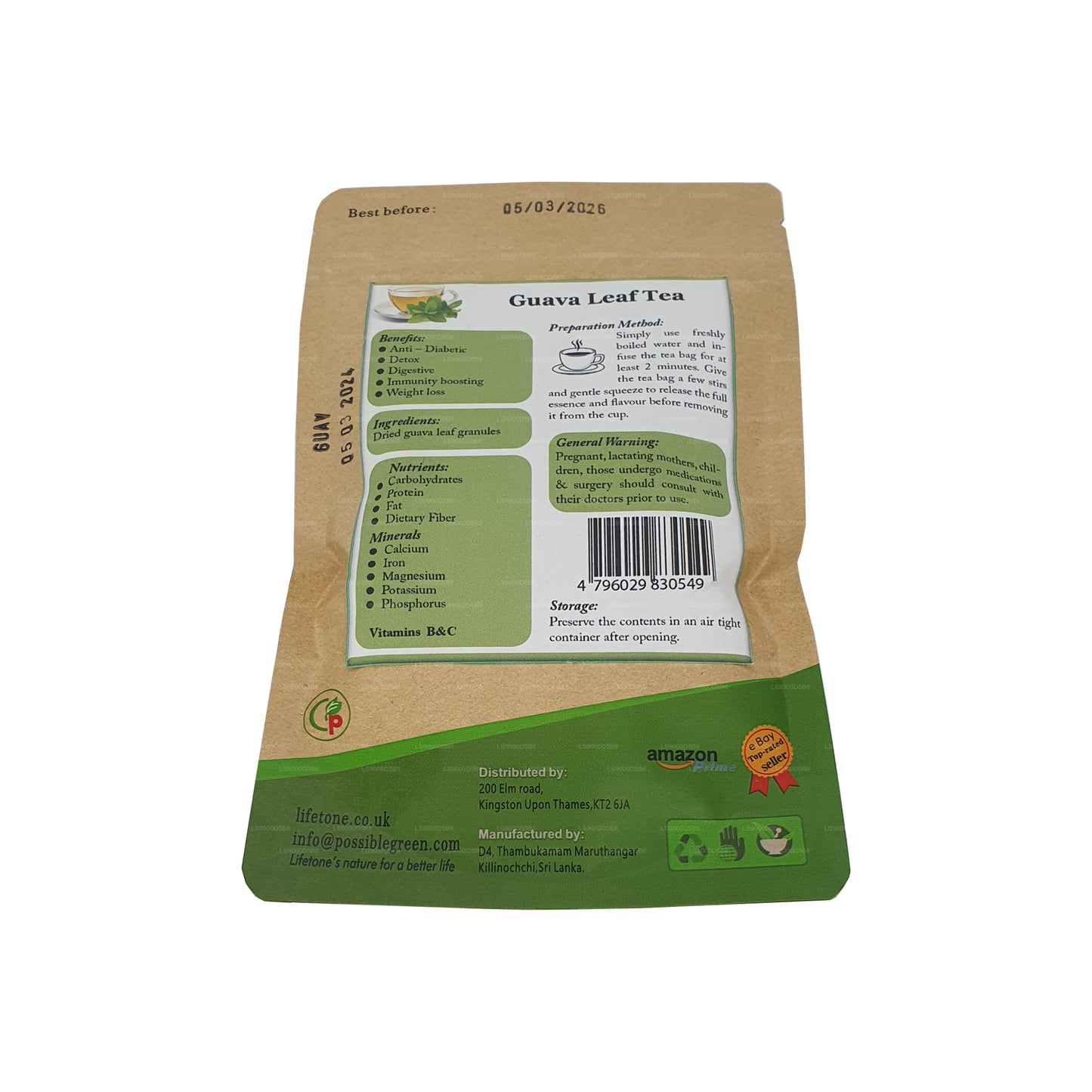 Thé aux feuilles de goyave Lifetone (30 g)