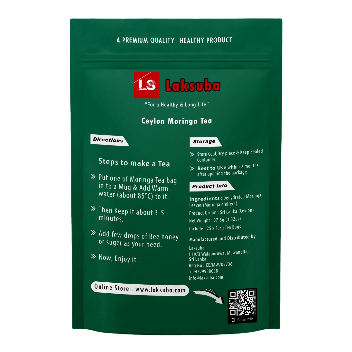 Laksuba Ceylon Moringa Tea (37,5 g) 25 sachets