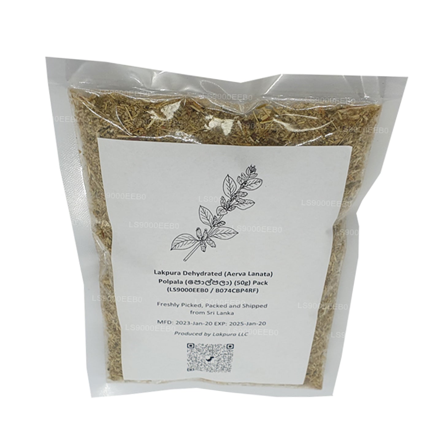 Sachet de Polpala (100 g) de Lakpura déshydraté (Aerva Lanata)