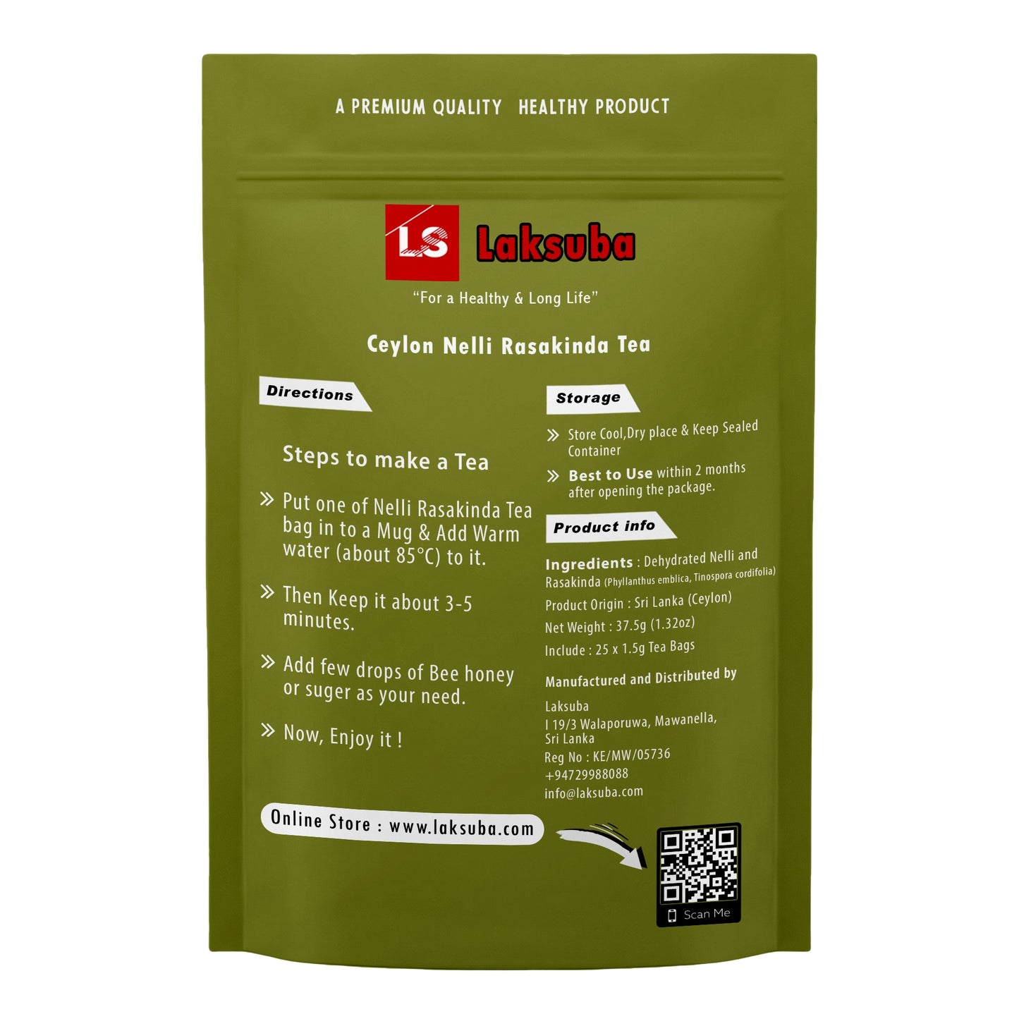 Thé Laksuba Ceylon Nelli Rasakinda (37,5 g) 25 sachets
