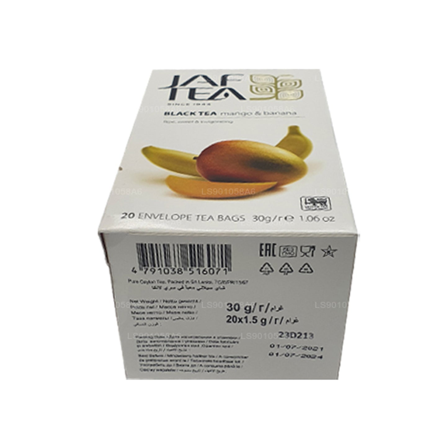 Jaf Tea Pure Fruits Collection Thé noir mangue banane (30 g) 20 sachets de thé