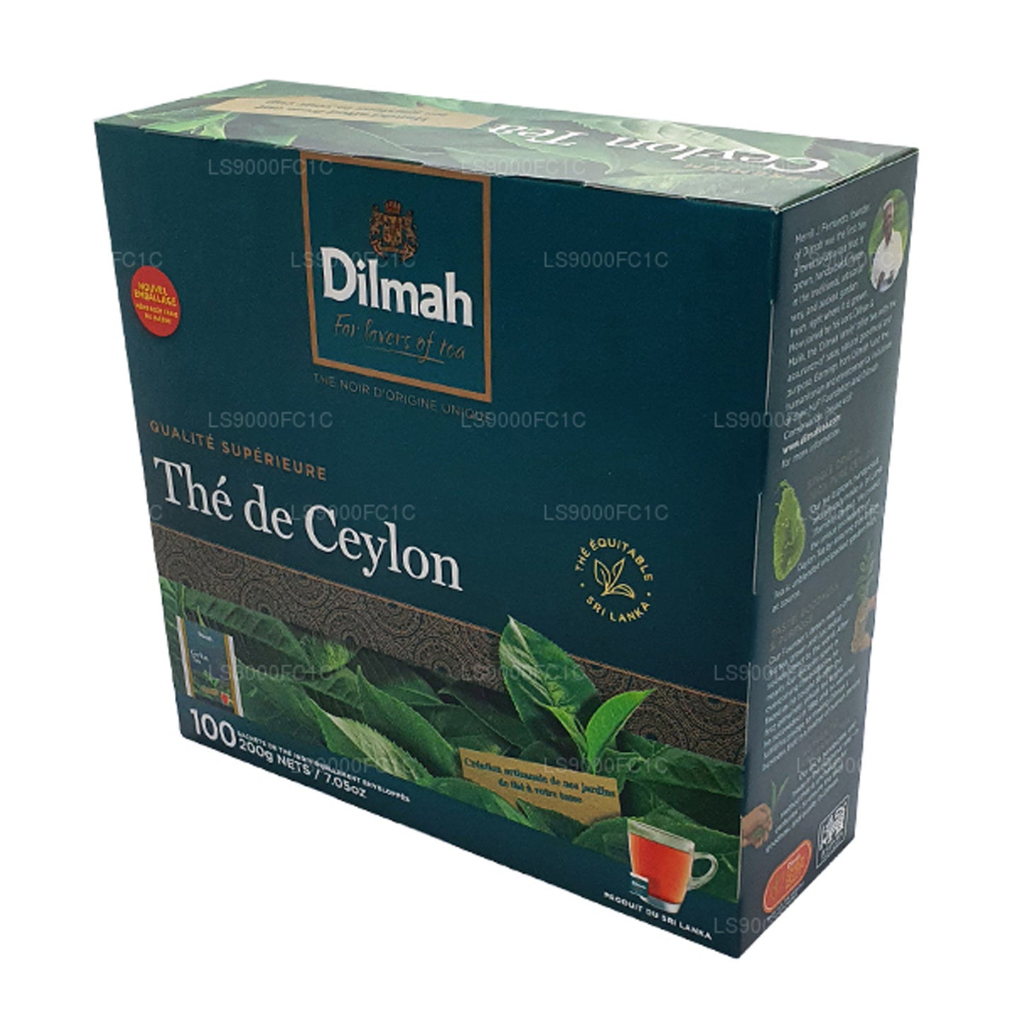 Thé de Ceylan Dilmah Premium, emballé individuellement, 100 sachets de thé (200 g)