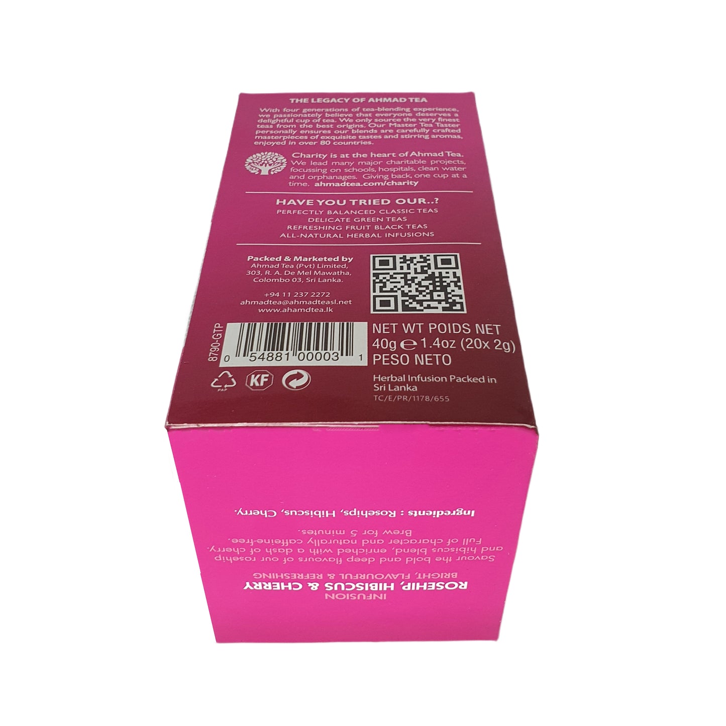 Ahmad Rosehip, Hibiscus et Cerise (40 g) 20 sachets de thé en aluminium
