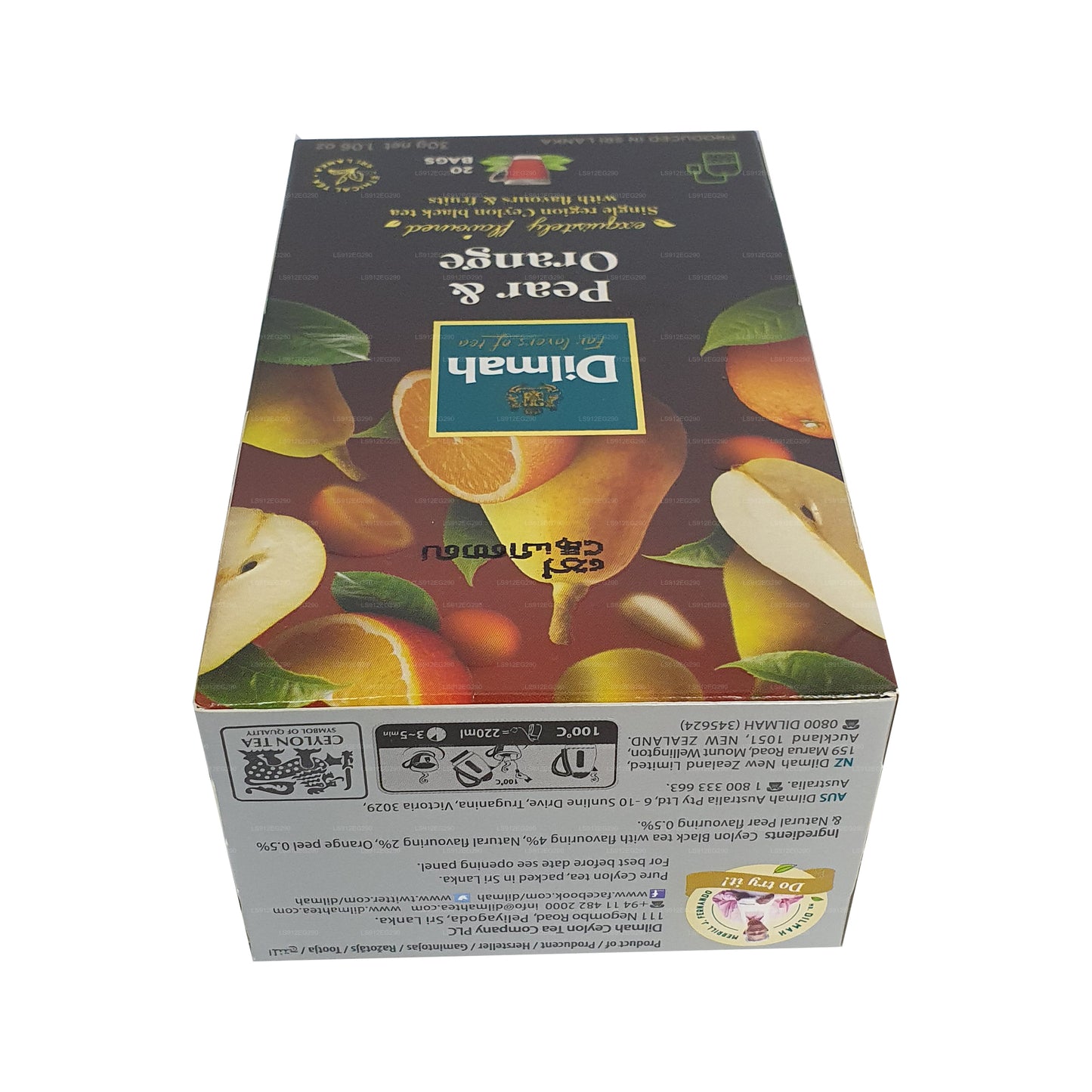 Thé noir de Ceylan aromatisé à la poire et à l'orange Dilmah (30g) 20 sachets de thé