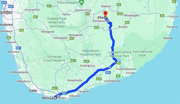 Transfert privé de Mirissa City à Ella City