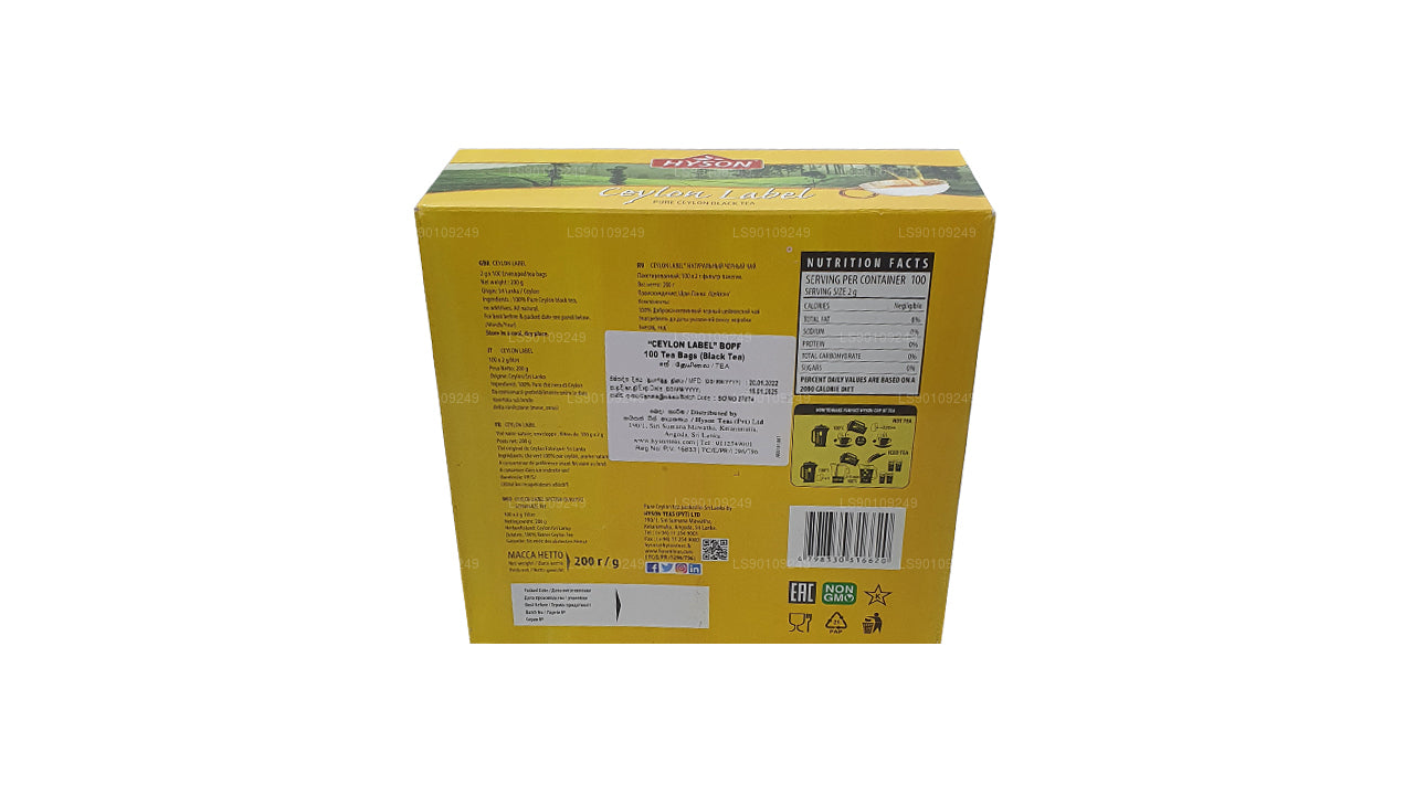 Hyson Ceylon Label BOPF (200 g) 100 sachets de thé