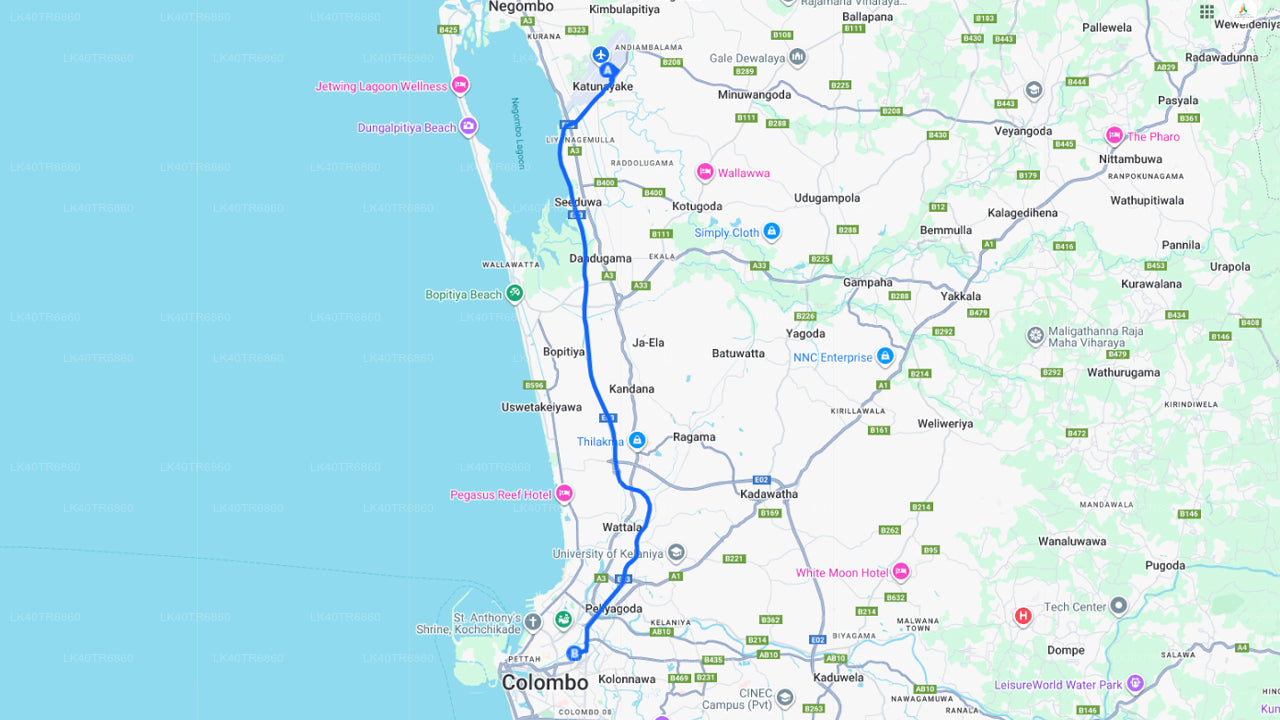 Transfer between Colombo (CMB) Airport and R. Premadasa Cricket Stadium