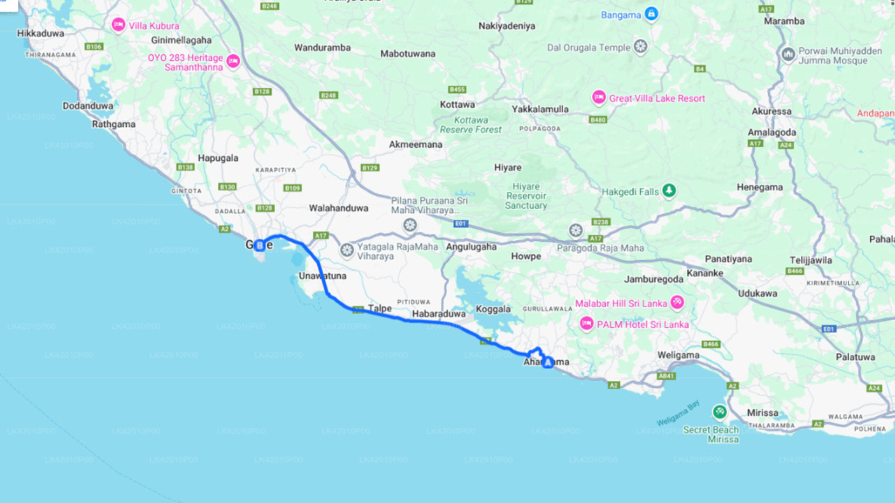 Ahangama City to Galle City Private Transfer