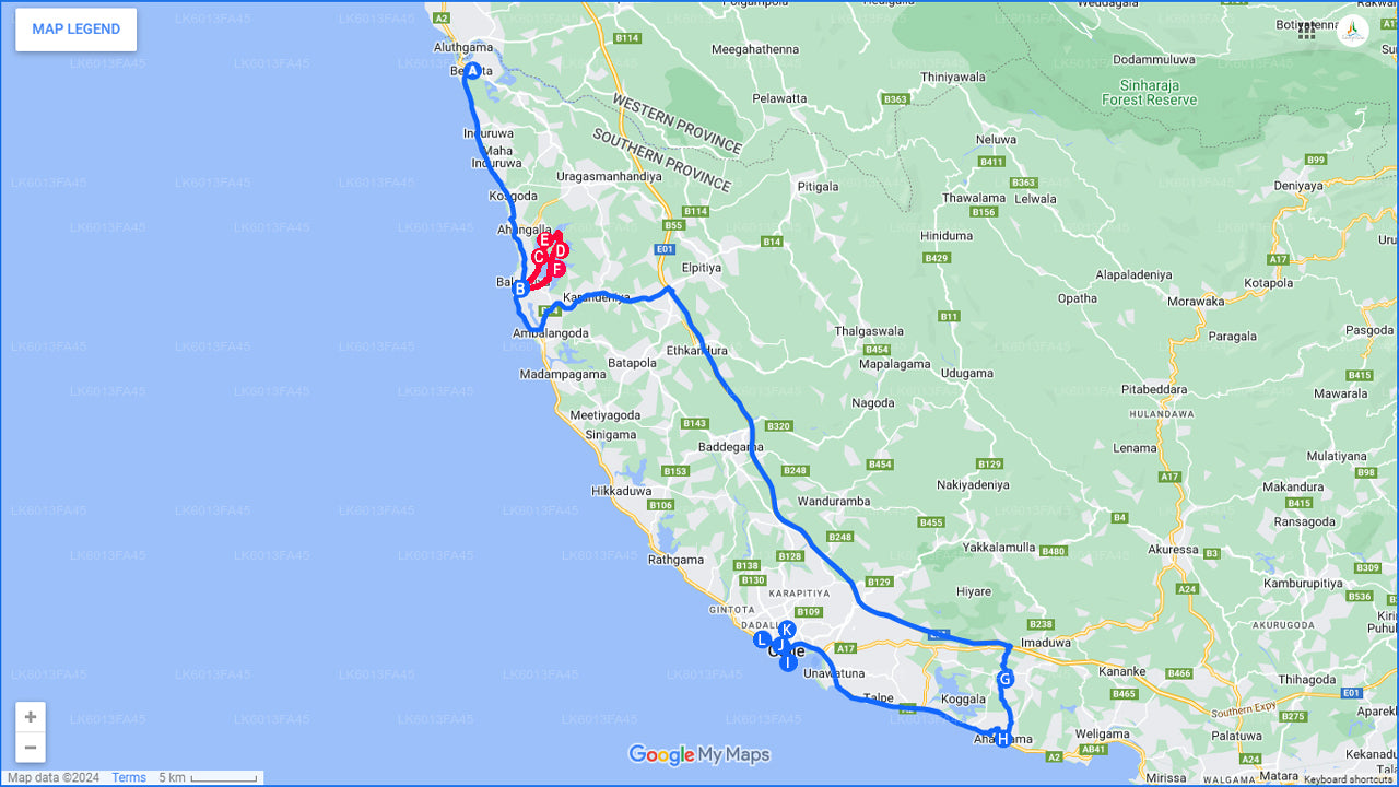 Balapitiya, Handunugoda et Galle de Bentota