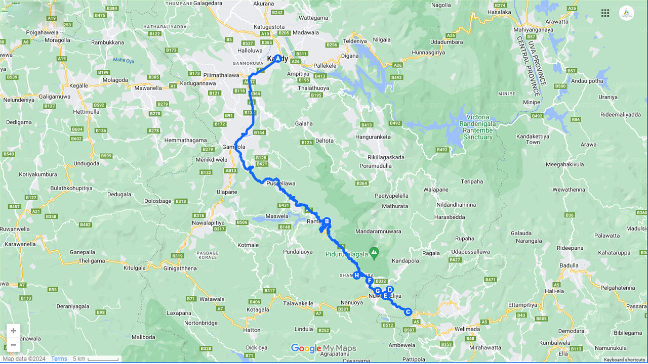 Point de pic des Central Highlands depuis Kandy