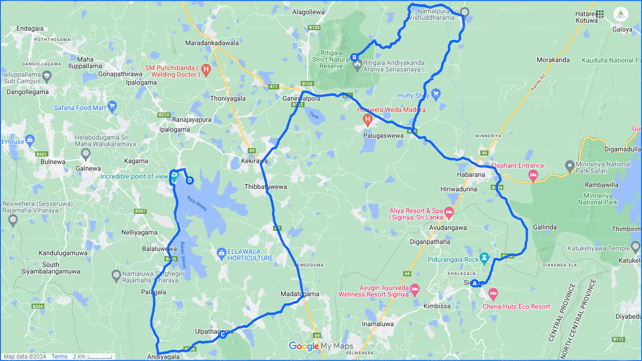 Ritigala, Kala Wewa et Namal Uyana de Sigiriya