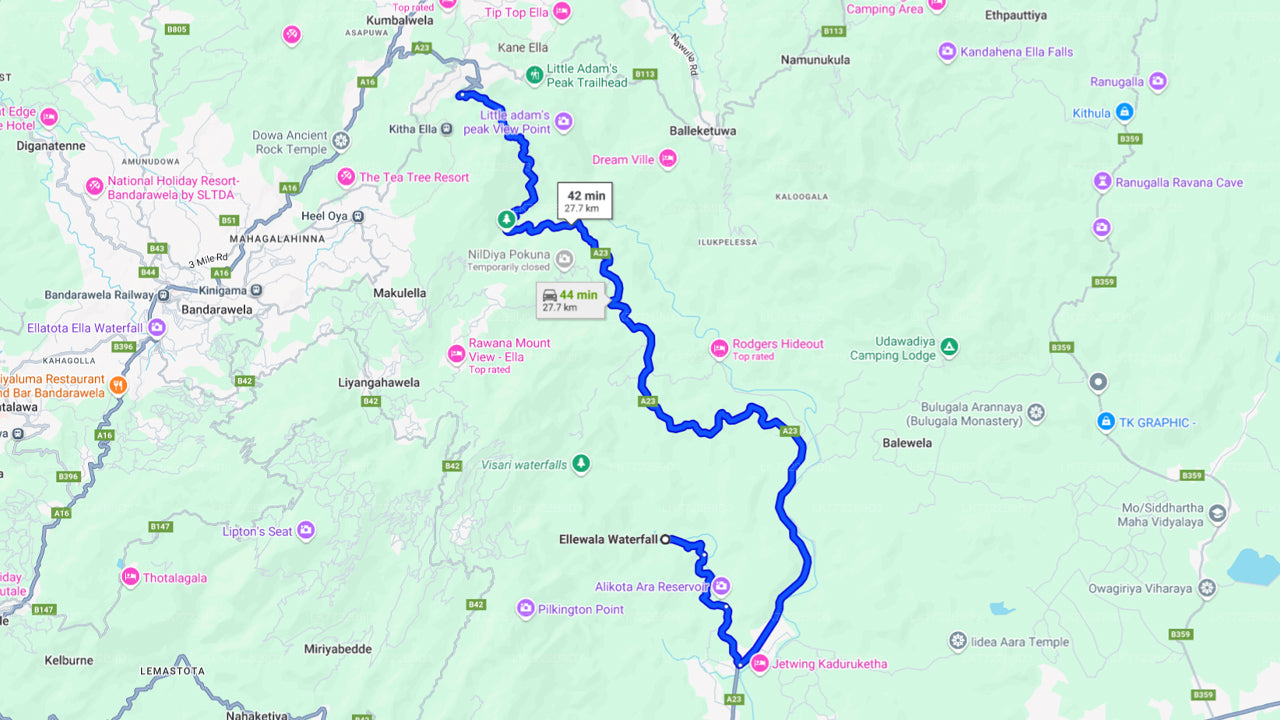 Ellawala Waterfall Cycling Tour from Ella