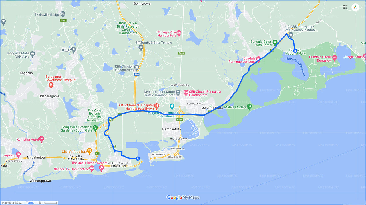 Safari dans le parc national de Bundala au départ du port d'Hambantota