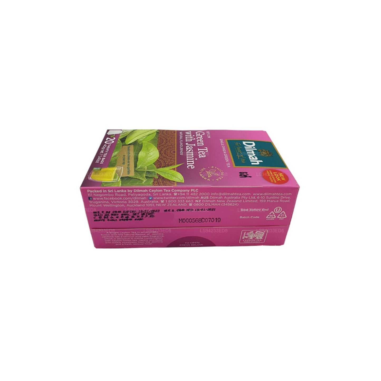 Thé vert de Ceylan au jasmin Dilmah (40g) 20 sachets