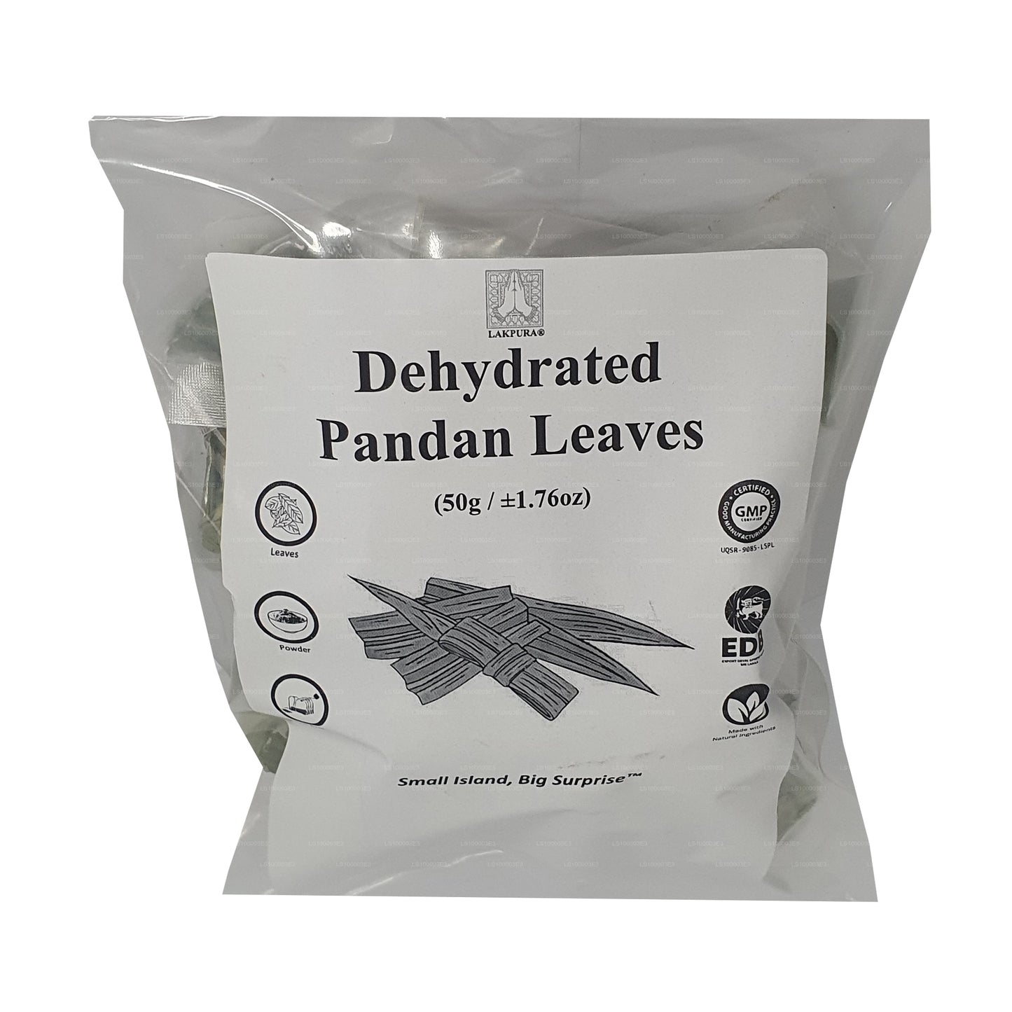 Feuilles de rampe de pandan déshydratées Lakpura