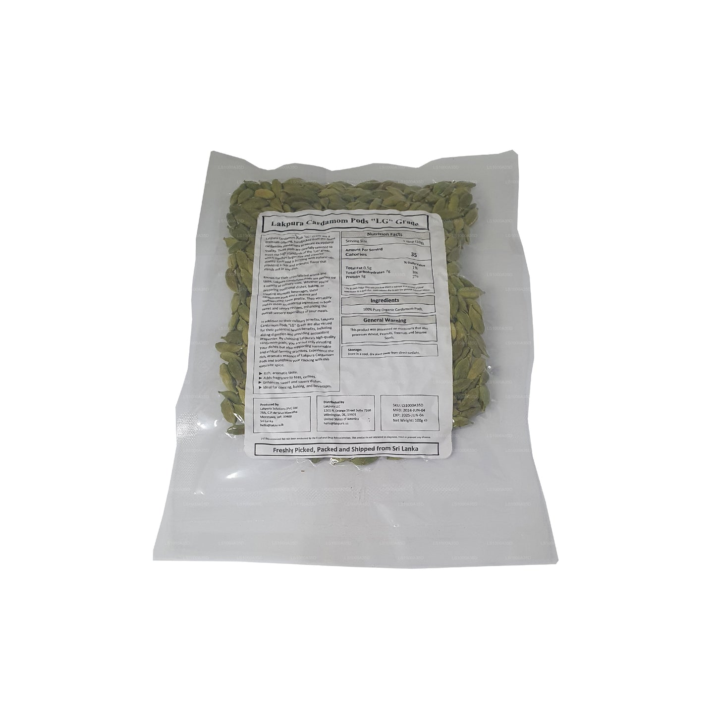 Gousses de cardamome Lakpura (100 g)