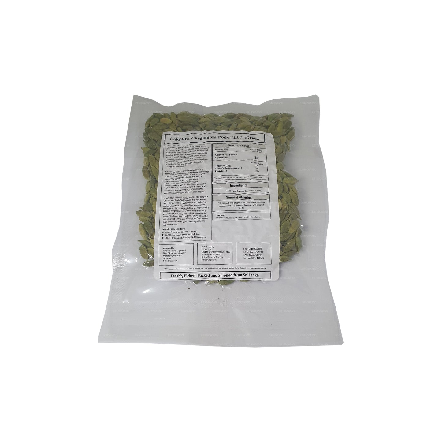 Gousses de cardamome Lakpura (100 g)