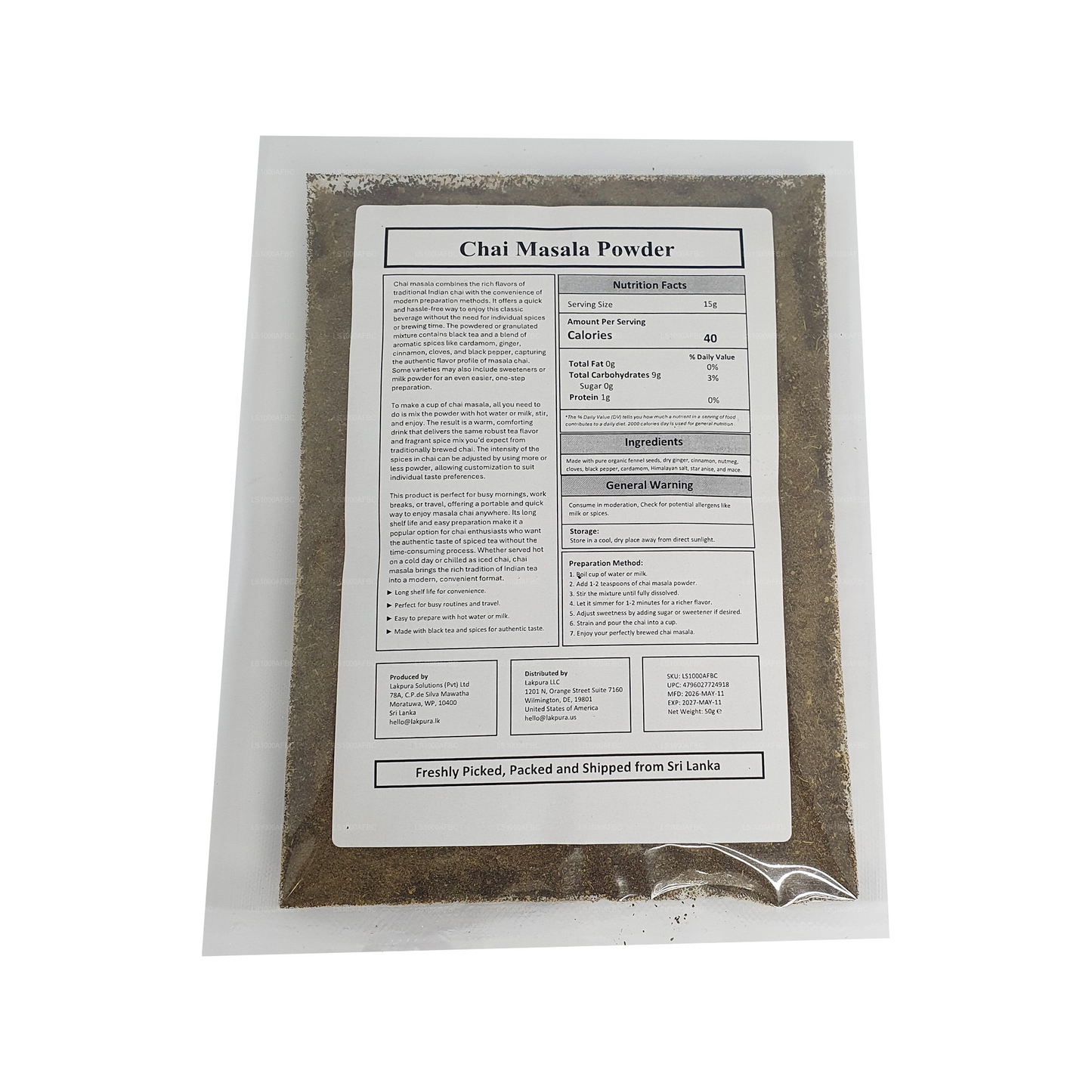 Lakpura Chai Masala en poudre (100 g)