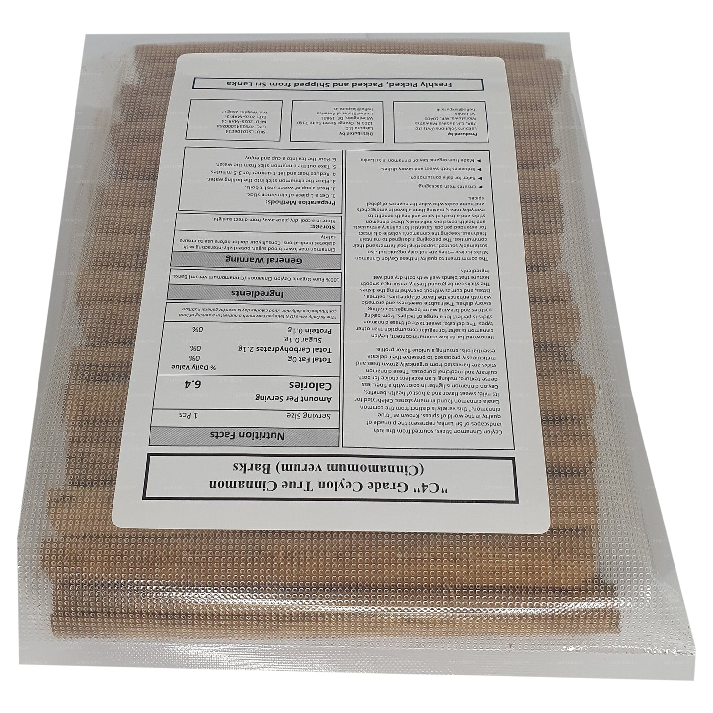 Lot d'écorces à la cannelle véritable de Ceylan de qualité « C4 » de Lakpura