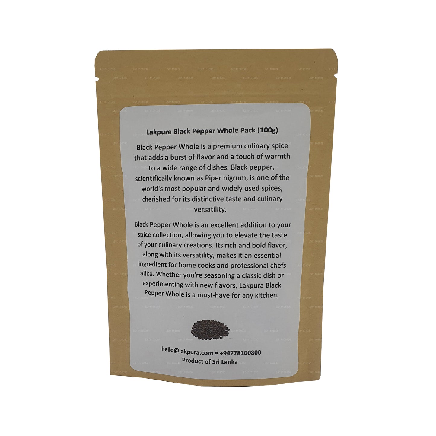Paquet entier de poivre noir Lakpura