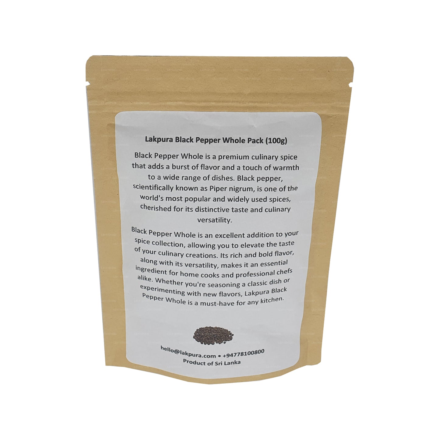 Paquet entier de poivre noir Lakpura
