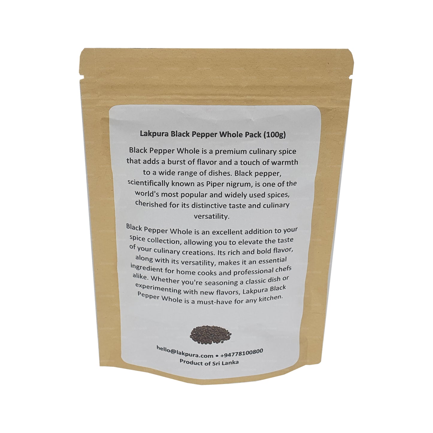 Paquet entier de poivre noir Lakpura