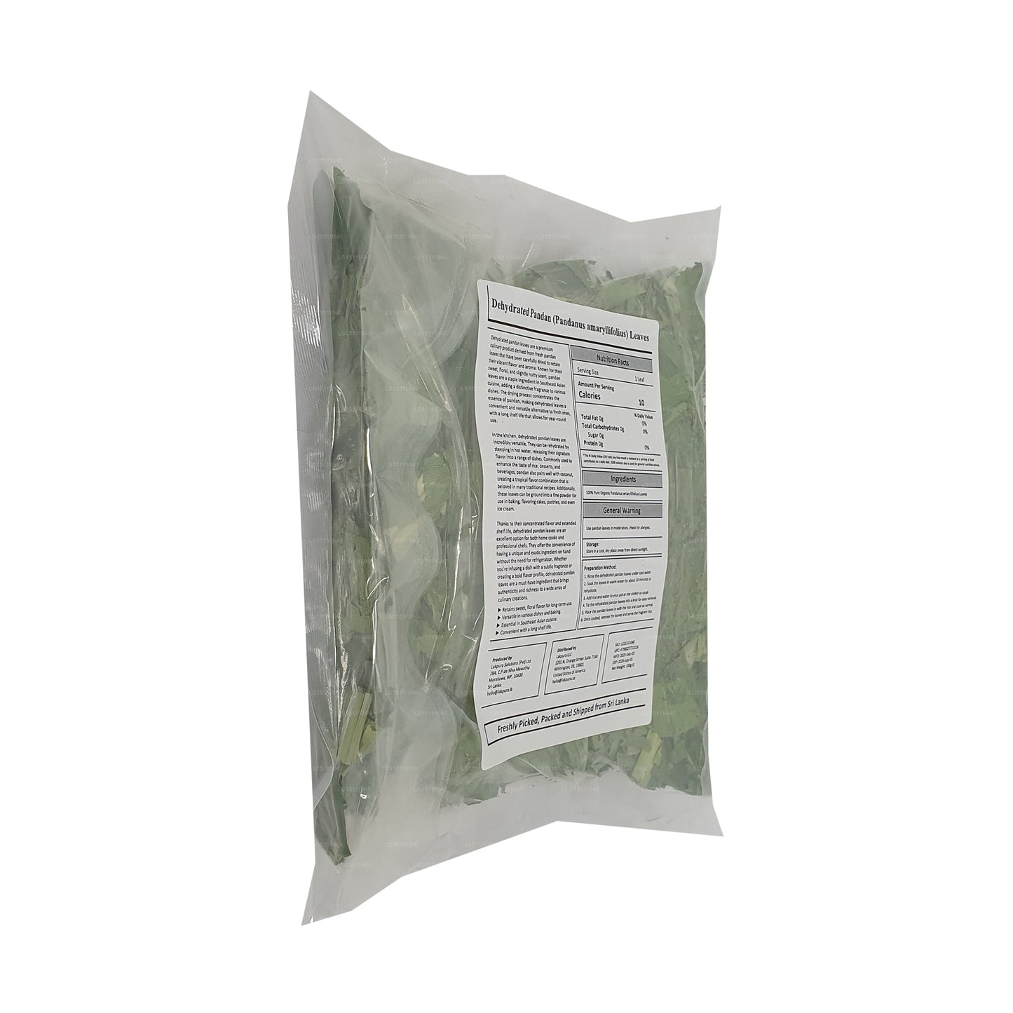 Feuilles de rampe de pandan déshydratées Lakpura