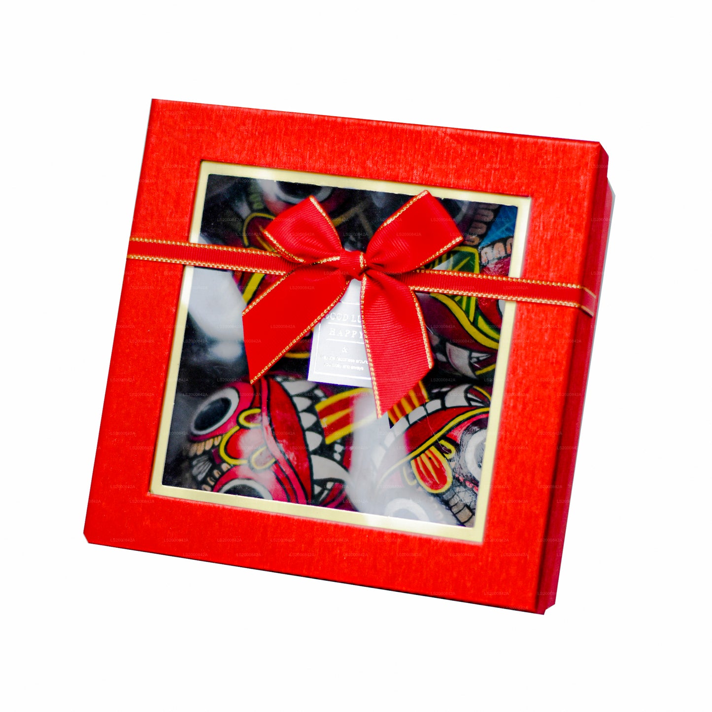 Masques raksha traditionnels du Sri Lanka (Mayura, Maru, Agni, Naga) peints sur des coquilles de noix de coco (lot de 4)