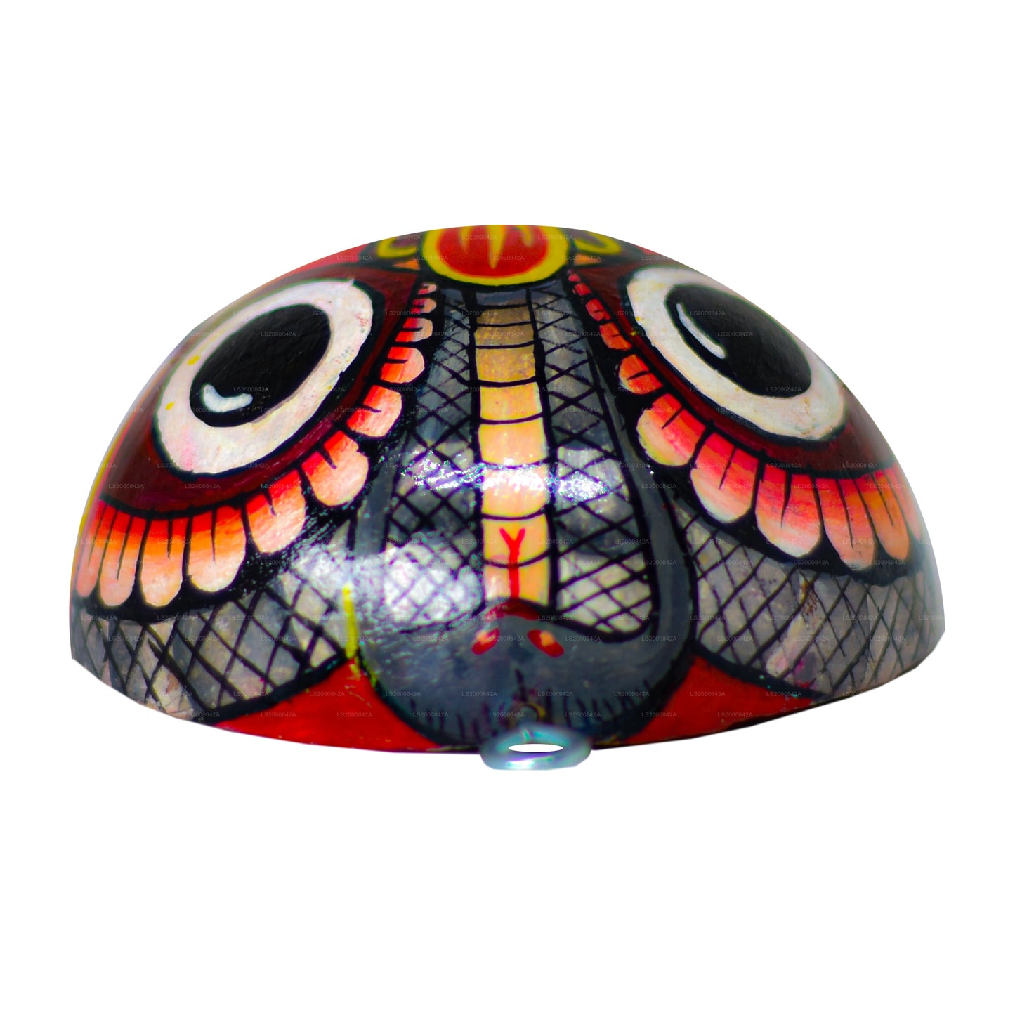 Masques raksha traditionnels du Sri Lanka (Mayura, Maru, Agni, Naga) peints sur des coquilles de noix de coco (lot de 4)