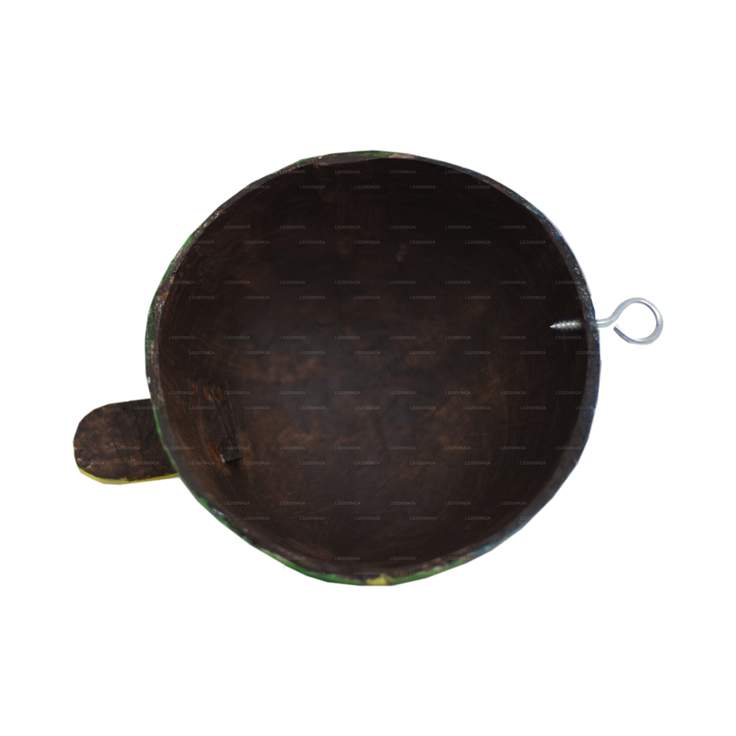 Masques raksha traditionnels du Sri Lanka (Mayura, Maru, Agni, Naga) peints sur des coquilles de noix de coco (lot de 4)