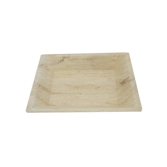 Assiettes alimentaires faites à la main en forme de feuille d'arec 20 cm x 20 cm (type carré)