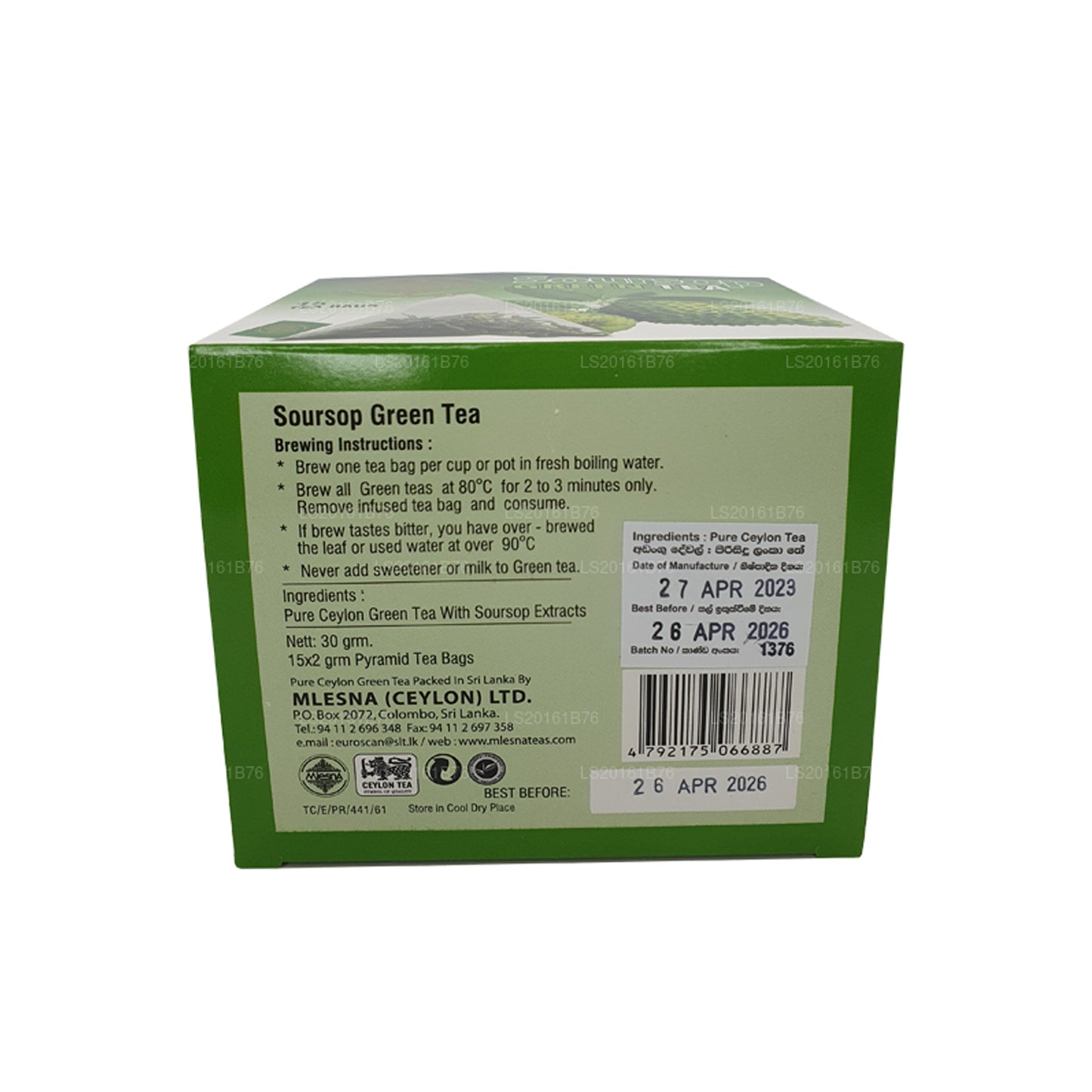 Thé vert Mlesna Corossol (30g) 15 sachets de thé