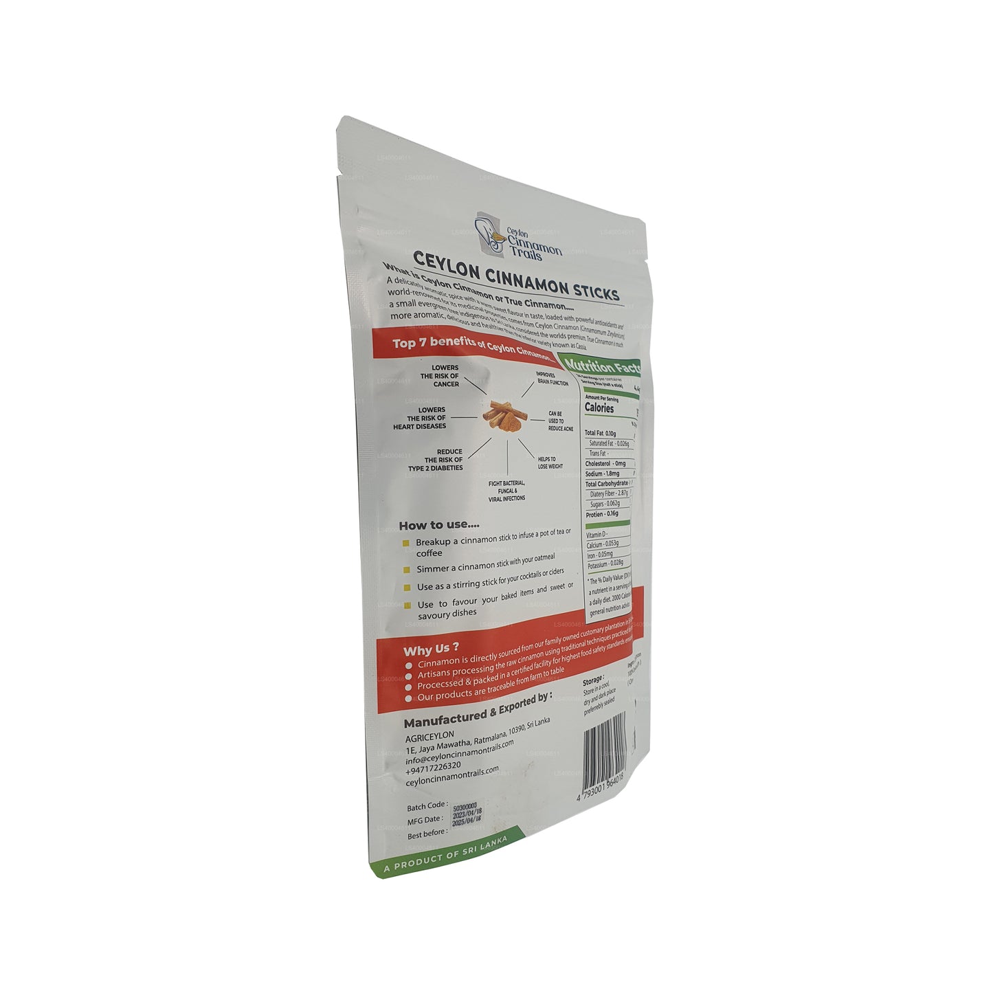 Bâtons de cannelle Ceylon Cinnamon Trails (100 g)