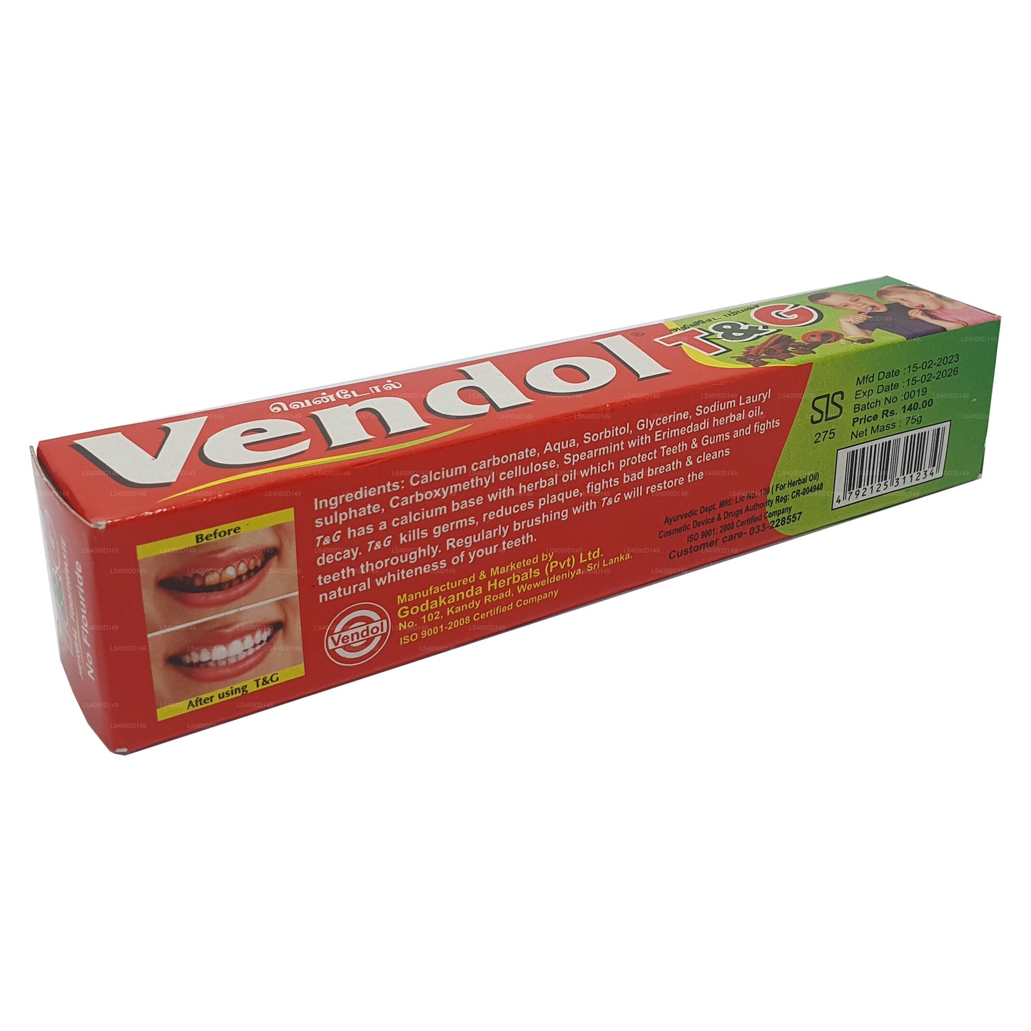Dentifrice Vendol T et G (135 g)