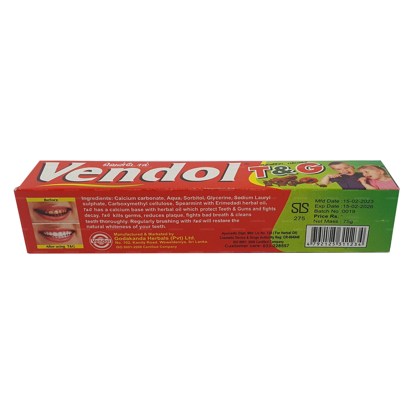 Dentifrice Vendol T et G (135 g)