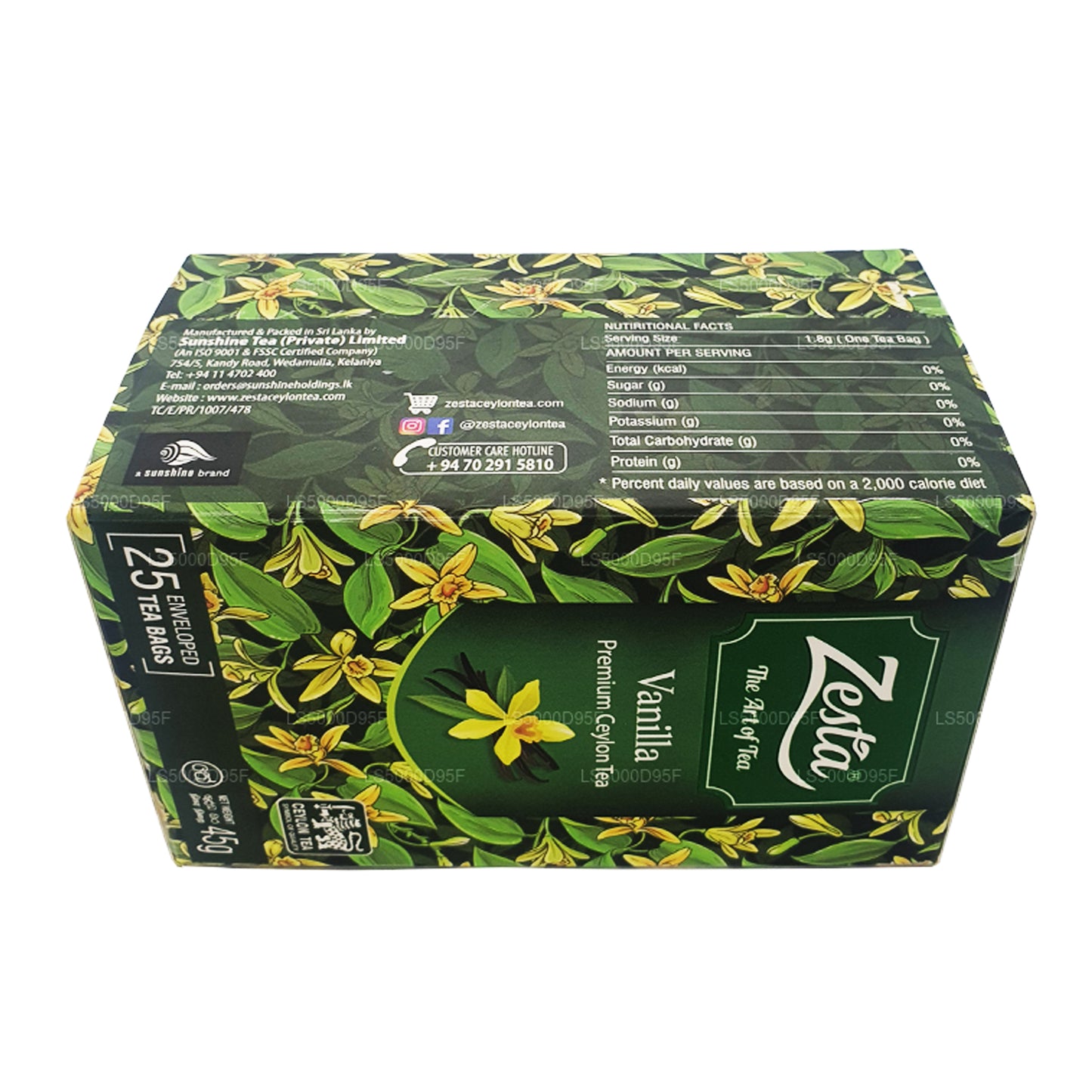 Thé noir à la vanille Zesta (45 g) 25 sachets de thé